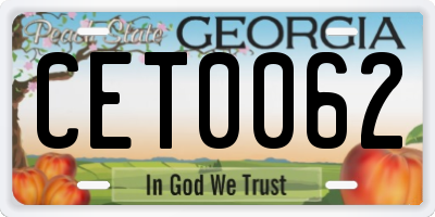GA license plate CET0062