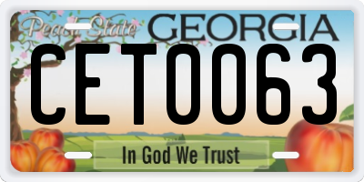 GA license plate CET0063