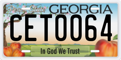 GA license plate CET0064