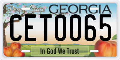 GA license plate CET0065