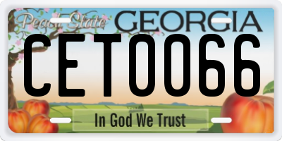 GA license plate CET0066