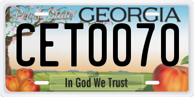 GA license plate CET0070