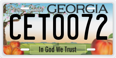 GA license plate CET0072