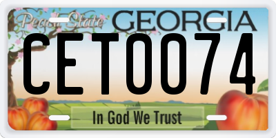 GA license plate CET0074