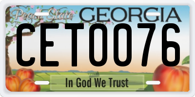 GA license plate CET0076
