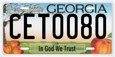 GA license plate CET0080