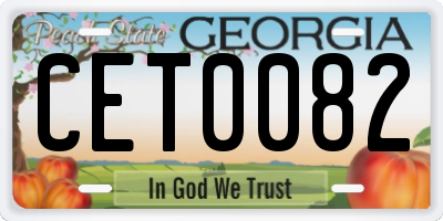 GA license plate CET0082