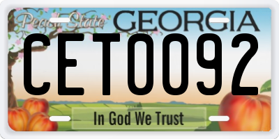 GA license plate CET0092