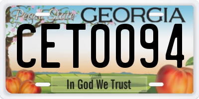 GA license plate CET0094