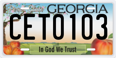 GA license plate CET0103