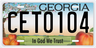 GA license plate CET0104