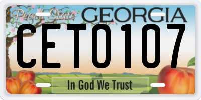 GA license plate CET0107