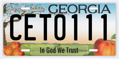 GA license plate CET0111