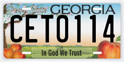 GA license plate CET0114