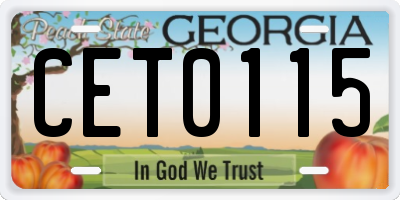 GA license plate CET0115