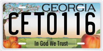GA license plate CET0116
