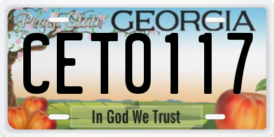 GA license plate CET0117
