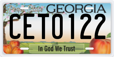 GA license plate CET0122