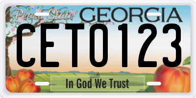 GA license plate CET0123
