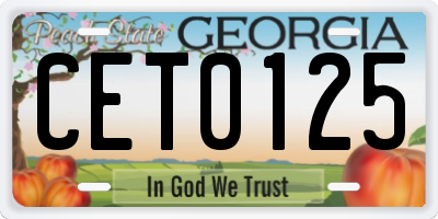 GA license plate CET0125