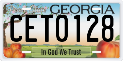 GA license plate CET0128