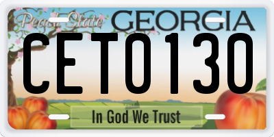 GA license plate CET0130