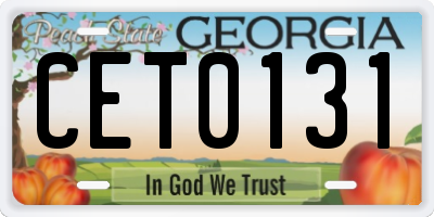GA license plate CET0131