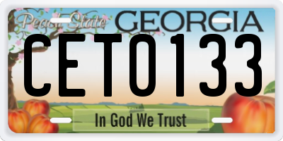 GA license plate CET0133