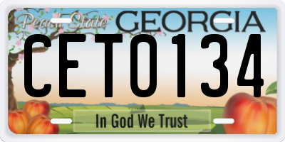 GA license plate CET0134