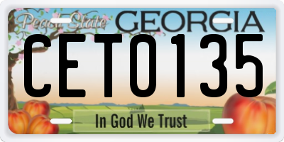 GA license plate CET0135