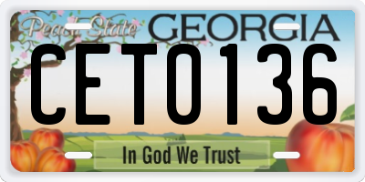 GA license plate CET0136
