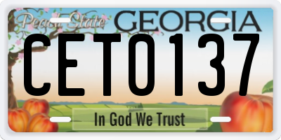 GA license plate CET0137