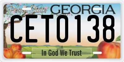 GA license plate CET0138