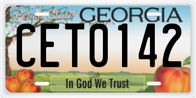 GA license plate CET0142