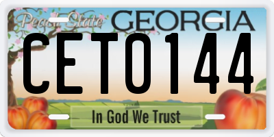 GA license plate CET0144