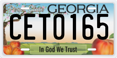 GA license plate CET0165