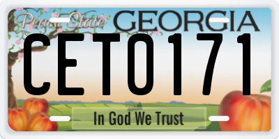 GA license plate CET0171