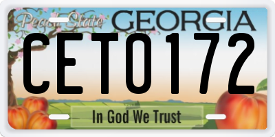 GA license plate CET0172