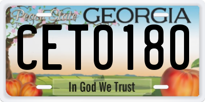 GA license plate CET0180