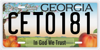 GA license plate CET0181