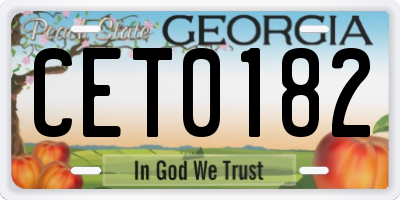 GA license plate CET0182