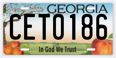 GA license plate CET0186