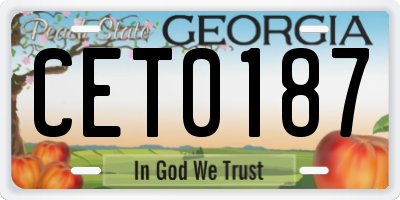 GA license plate CET0187