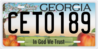 GA license plate CET0189