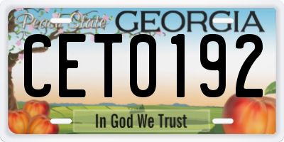 GA license plate CET0192