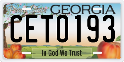 GA license plate CET0193