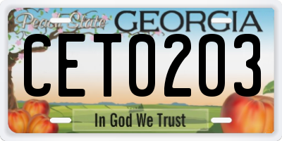 GA license plate CET0203