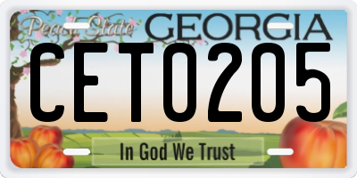 GA license plate CET0205