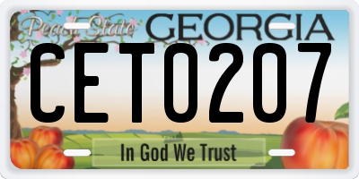GA license plate CET0207
