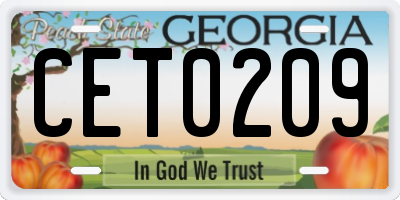 GA license plate CET0209